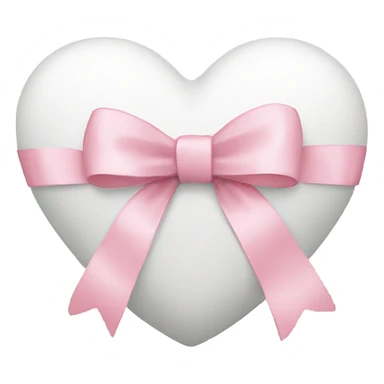 white heart with light pink ribbon bow sticker