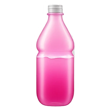 plastic bottle with crystaline pink liquid sticker