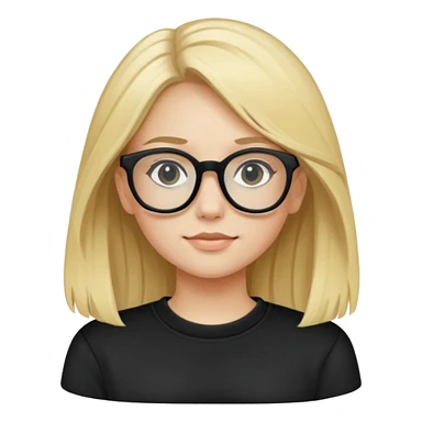 girl with black sweatshirt, blonde hair long , and black glasses  sticker