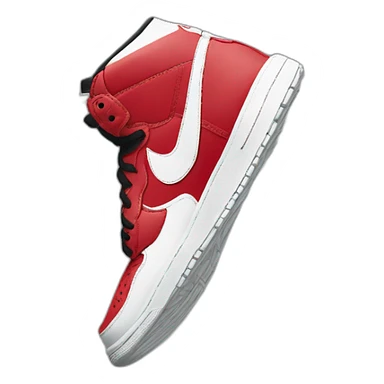 Chaussure Nike rouge et blanche avec le logo en noir sticker