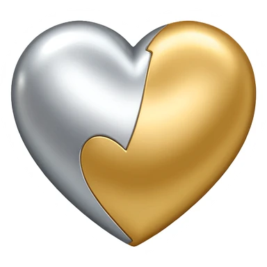 Gold and silver heart sticker