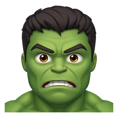 Create a man with brown eyes and dark hair in a crying Hulk costume sticker