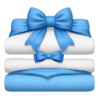 White towels with blues bow sticker