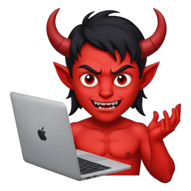 satan god with laptop, red and black sticker
