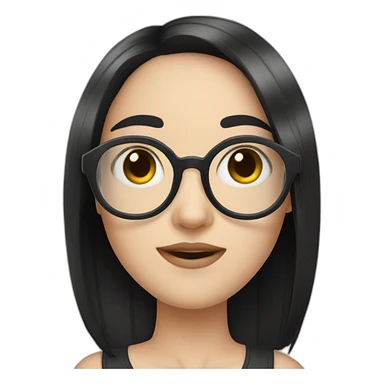 girl with black hair modern glasses pale skin avatar sticker