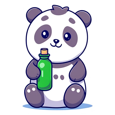 Panda Sitting on a bottle sticker