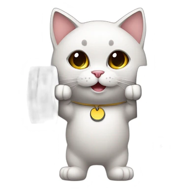 Super cute cat working out with dumbells sticker