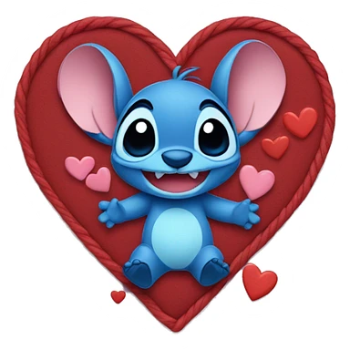 Stitch surrounded by hearts  sticker