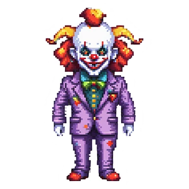 demonic clown wearing a leisure suit sticker