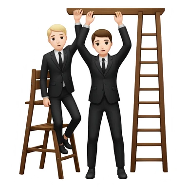 Man standing on chair planing to hang himself sticker