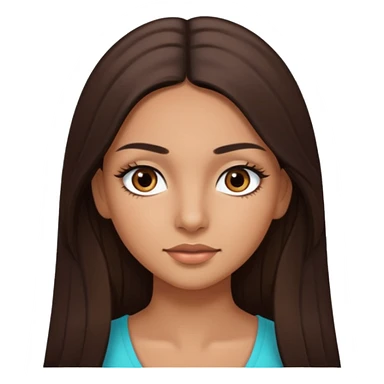 latina girl with straight long brown hair, dark dark brown eyes and lashes no bangs sticker