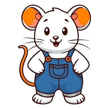 cute rat wearing blue denim overalls sticker