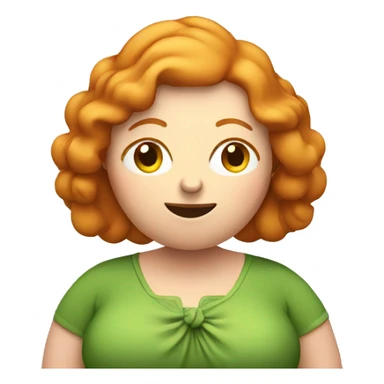 Fat ginger woman holding an apple sticker