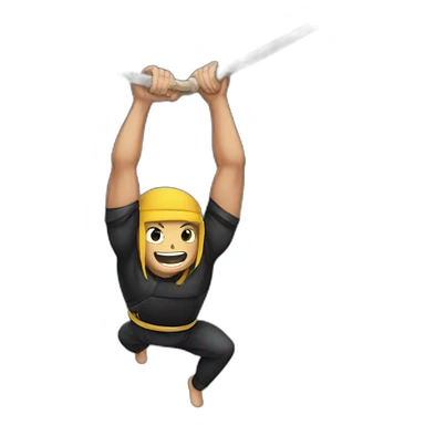 Ninja Warrior athlete, hanging from rings sticker