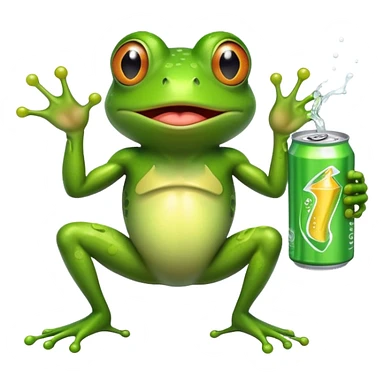 Frog with energy drink sticker