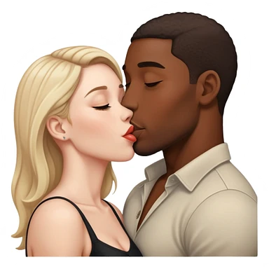 A black guy and a white girl kissing sticker