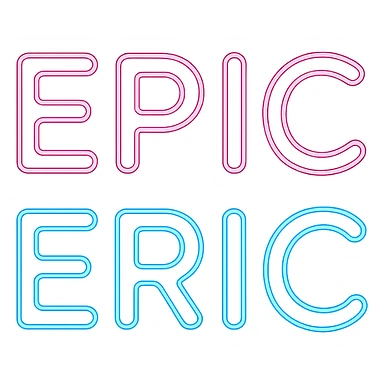 Make the neon sign 'epic eric' animated with a blue and pink glow on a transparent background. The animation should highlight the neon effect with vibrant blue and pink glowing lights. sticker