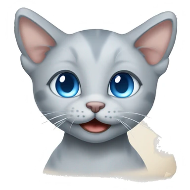 blue eyes grey kitten andpiece of paper sticker