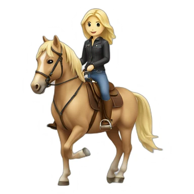 shoulder length blonde girl riding a horse full body sticker