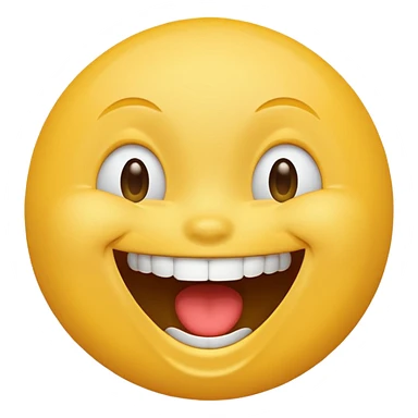 Emoji, yellow round laughing face, open mouth sticker