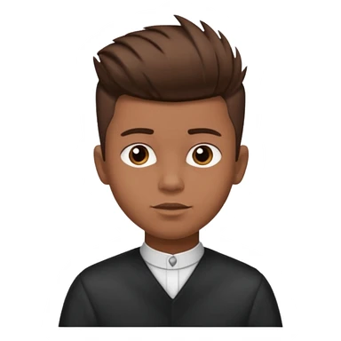 create a fringe haircut boy with a brown hair with hair little up more looking like quiff hairstyle but its going straight not on side sticker