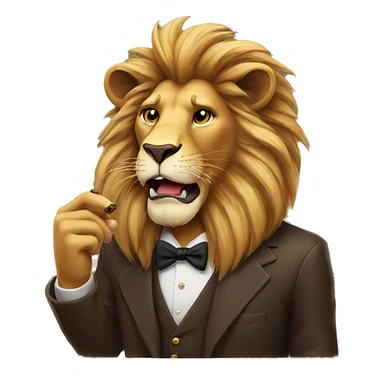 Lion smoking cigar sticker