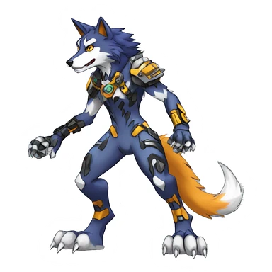  Cool Edgy Colorful Anthro War-Digimon-Fakemon-Wolf with edgy markings full body sticker
