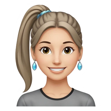 A cool woman with long hair tied in a ponytail, sparkling gray eyes, and smooth, fair skin; very beautiful. sticker