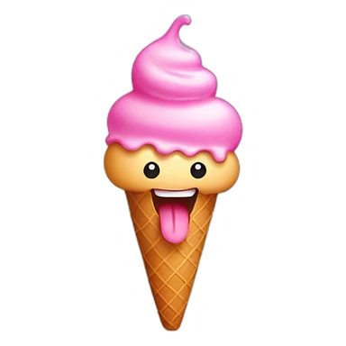 Pink Ice cream with a face, tongue out sticker