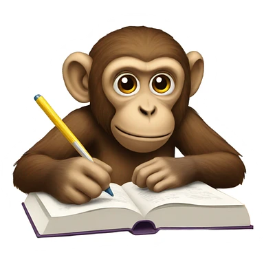 monkey studying sticker