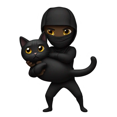 Black Ninja huging a black cat sticker