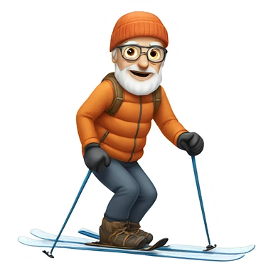 Old man skiing sticker