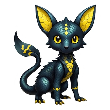 Shiny Dark Cute Majestic Sophisticated Modern Gothic Gloomy Futuristic Scaly Cyber-Salandit-Umbreon-Litten-Hybrid (Full body) sticker