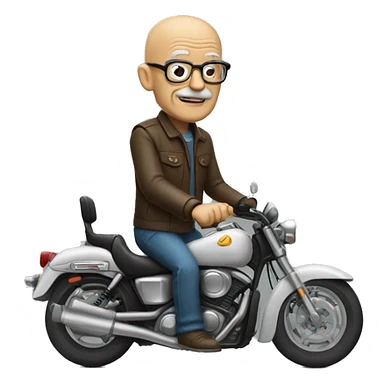 old man with a bald head and glasses while on a motorcycle sticker
