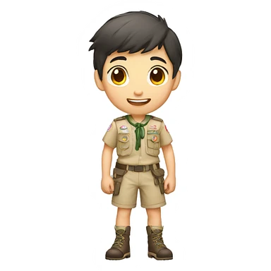 a scout boy with silly poses light skinned asian sticker