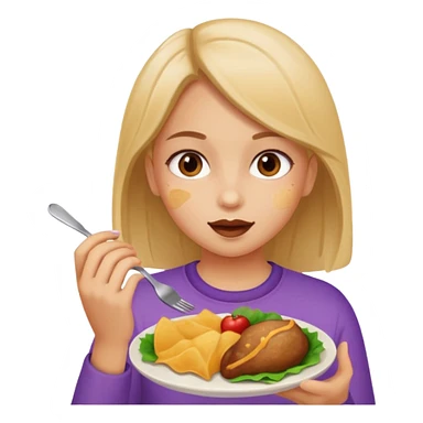 Girl eating food sticker