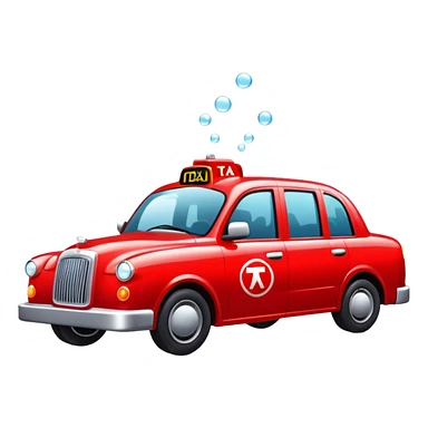 A red taxi cab with soda bubbles around it sticker