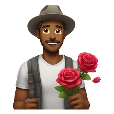 Hombre dando rosas sticker