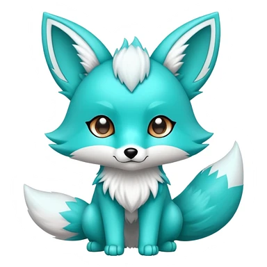 Cute cool edgy kawaii Turquoise fakemon-fox-creature sticker
