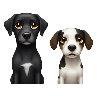 small black dog and small white dog with light brown spots same size sticker