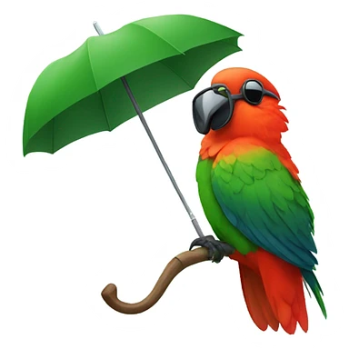 King parrot wearing sunglasses with an umbrella  sticker