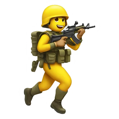emoji yellow solider running sticker