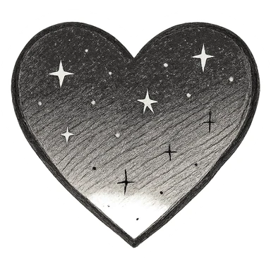 heart with a night sky gradient, tiny stars scattered, midnight theme sticker
