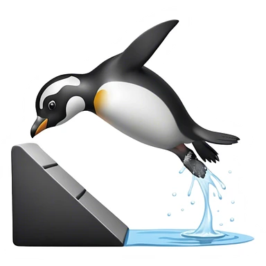 Penguin diving off the board sticker