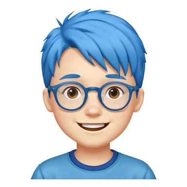blue haired kid with glasses sticker