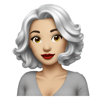 Pretty Woman with silver hair, red lips sticker