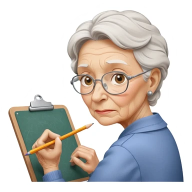 An elderly woman sketching, art board,nice picture. sticker