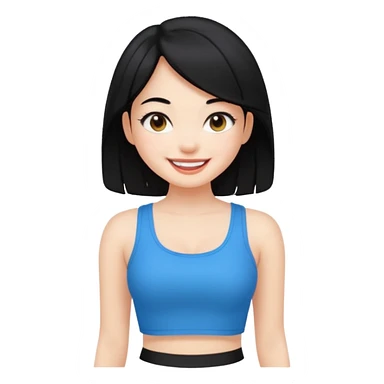 a black hair cute girl with white skin and Extreme Plung Crop Top. sticker