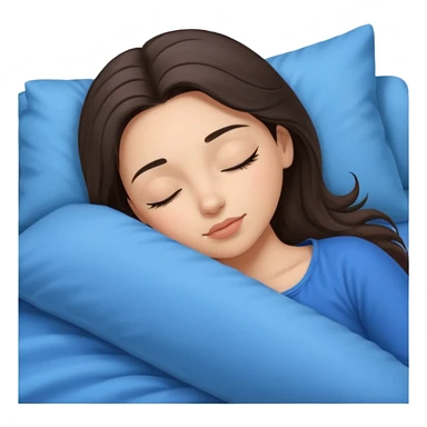 brunette-single-girl-in-blue-bed-sleeping-pretty-eyelashes-light-skin sticker