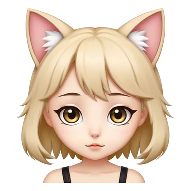 cute chibi anime catgirl with big eyes, cat ears and tail sticker